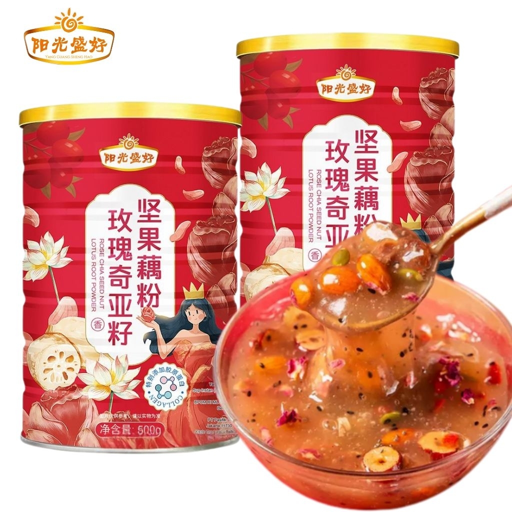 

YANG GUANG SHENG HAO HEMAT 2PCS Oufen Lotus Root Powder Rose Colagen 500gram Bubuk Akar Teratai BPOM RI