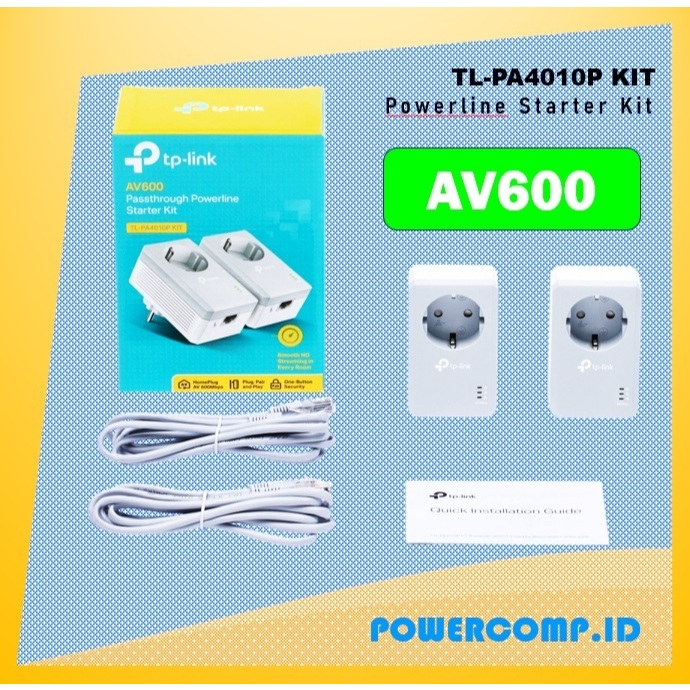 Powerline Ethernet Adapter Kit TP-Link TL-PA4010P KIT – Penguat Sinyal Internet via Listrik, Tanpa K