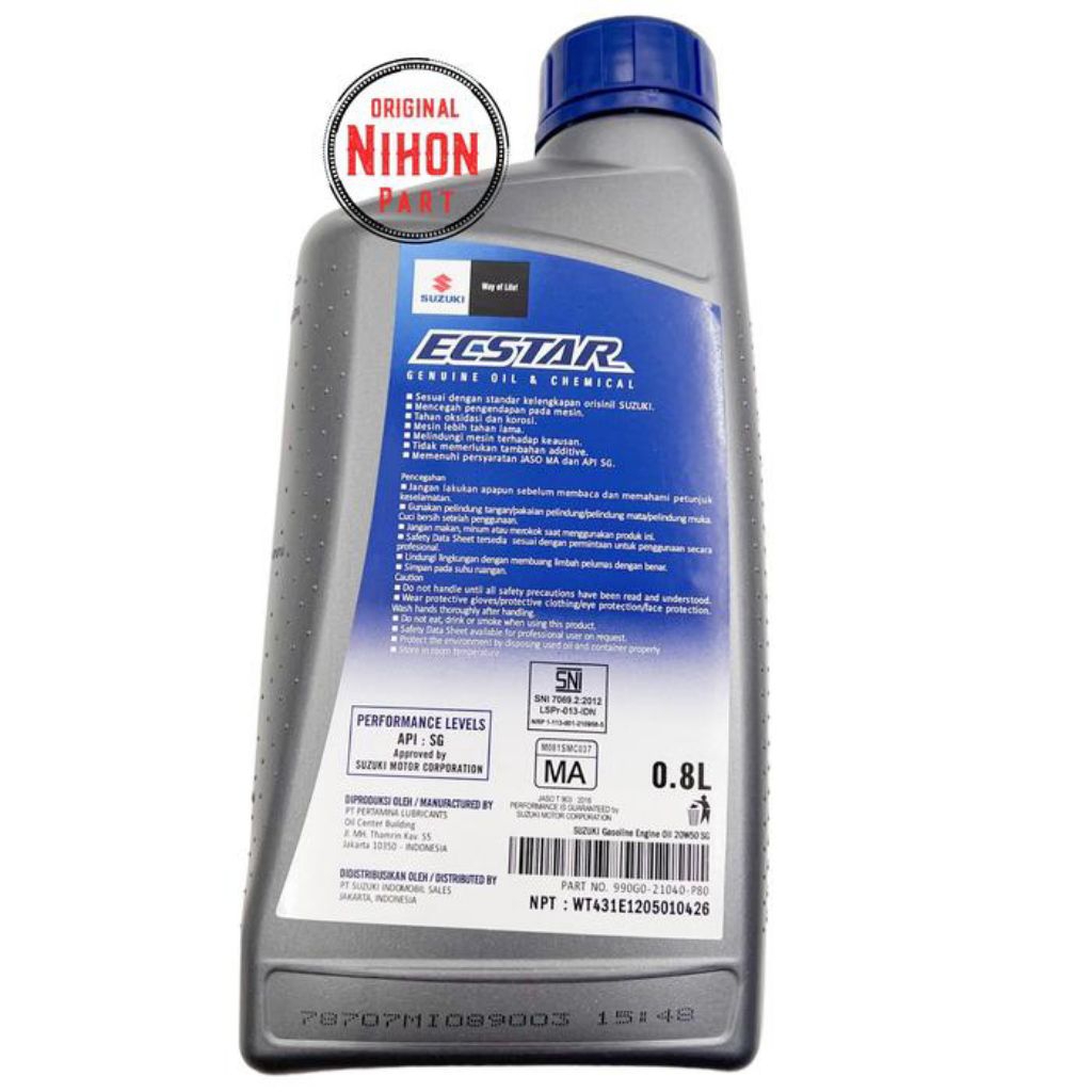 Oli Motor Suzuki SGO Ecstar 4T 800ml