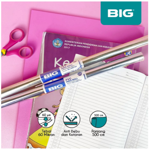 

[ ROLL 5 METER ] Sampul Buku Plastik Mika Roll Tebal 60 Mikron Merk BIG ukuran Boxy/Folio Tebal