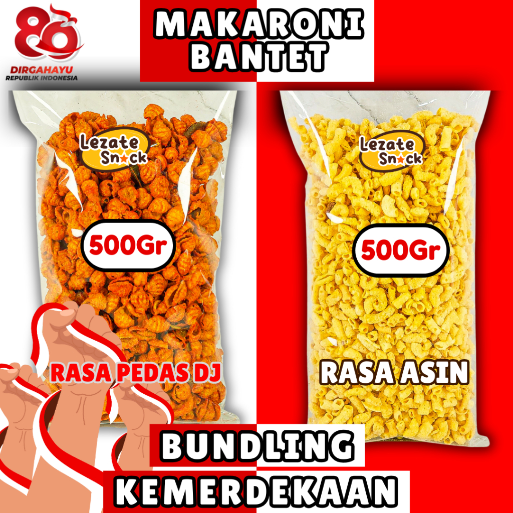 

(BUY 1 GET 1) Makaroni Pedas Daun Jeruk 500gr Kerang Gratis Makaroni Asin 500gr