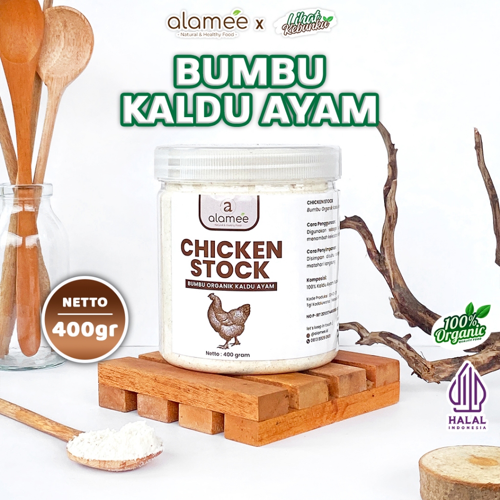 

ALAMEE Bumbu Kaldu Ayam Non MSG Organik Chicken Powder Praktis Toples 400gr LIHAT KEBUNKU