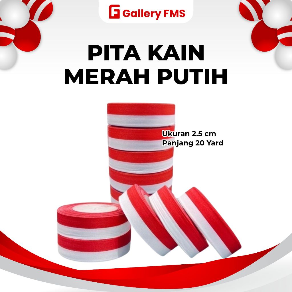 

Pita Merah Putih 1 inch (2.5 cm) Pita bendera polos