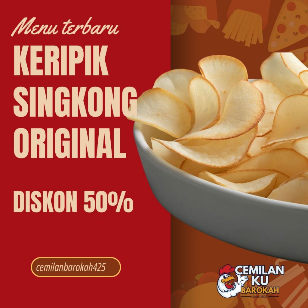 

Keripik Singkong Original 100g / 500g – Gurih Renyah & Tahan Lama | Camilan Tradisional