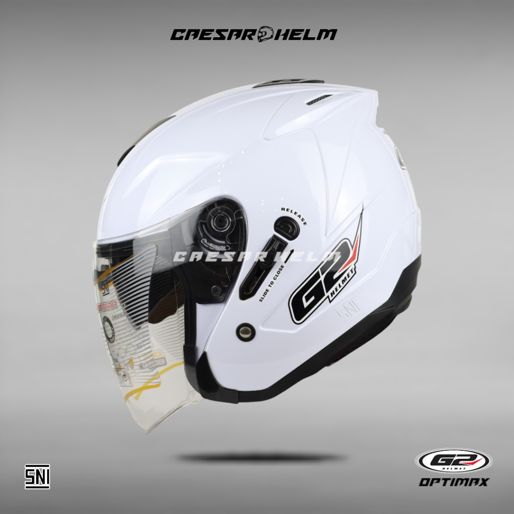 G2 Optimax Solid - White - Double Visor - Helm Half Face