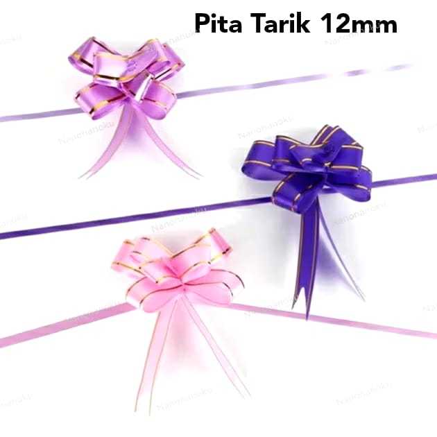 

[10 pcs] Pita Tarik 12 mm Pita Serut Motif dan Les Mas List Garis Gold