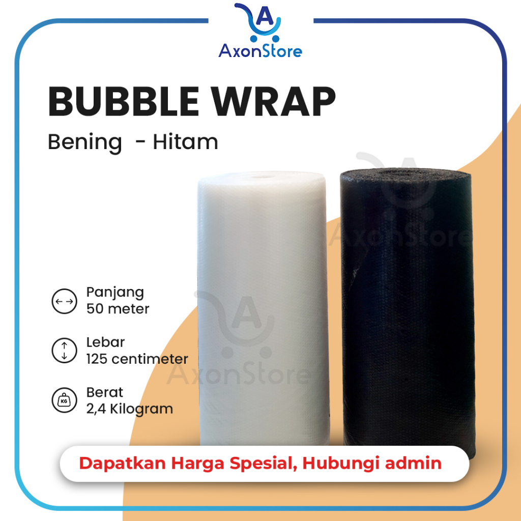 

BUBBLE WRAP HITAM 125cm x 50m Buble Wrapping Tebal Pack Eceran Murah