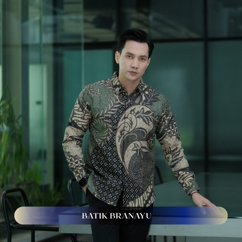 Baju pria Batik hijau sage Panjang batik furing batik pastel  lengan panjang batik panjang Sagge reg