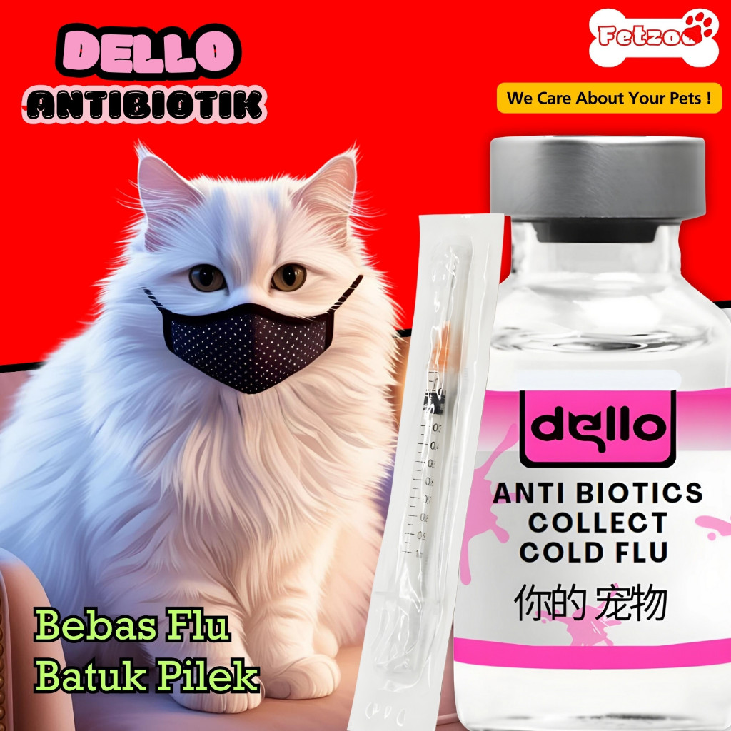 Dello Injeksi Antibiotik Solusi Infeksi Luka dan Saluran Nafas Kucing FETZOO