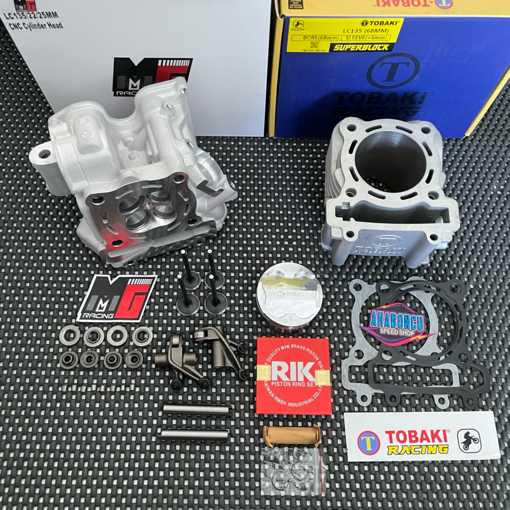 PAKET BOREUP BLOK TOBAKI MX KING VIXION 68 CERAMIC TYPE FIN + HEAD MX KING 25/22 MG RACING