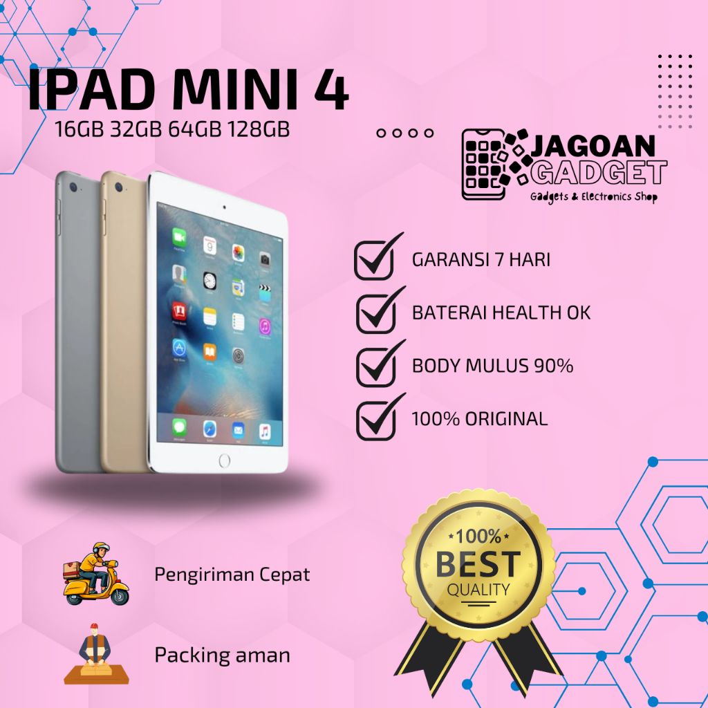 iPad Mini 4 16GB 32GB 64GB 128GB Wifi Only Second  Original Fullset | JAGOAN GADGET