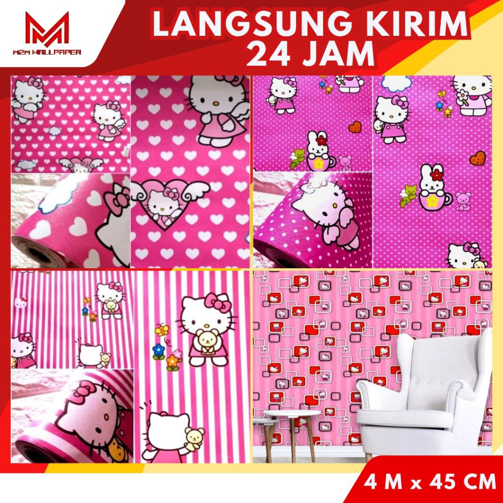 Wallpaper Dinding Helkokitty Wallpaper Dinding Kamar Anak Aesthetic Wallpaper Dinding Pink Wallpaper