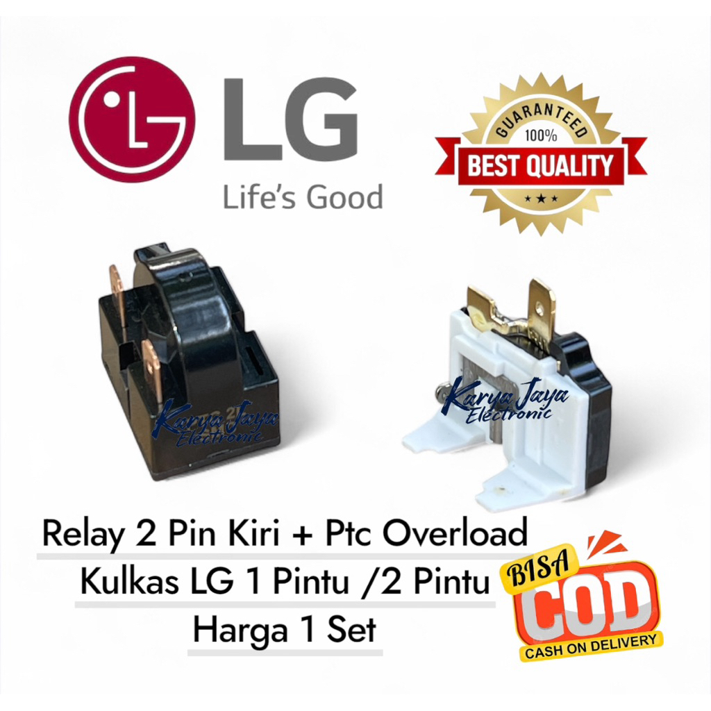Relay 2 Pin Kiri  + Overload Kulkas LG 1 Pintu / 2 Pintu | Relay Ptc Kulkas LG