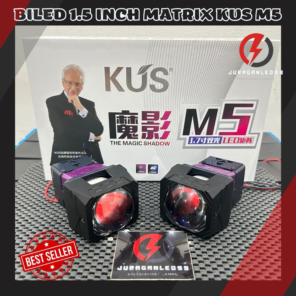 BILED Matrix KUS M5 1.5 Inch double emitter semi laser 50W 60W blue lens projector matrix headlamp m