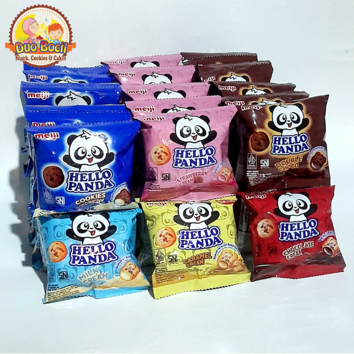 

HELLO PANDA Renceng 10pcs x 8gr (Cokelat, Strawberry, Caramel, Milk, Double Choco, Cookies n Cream) - Duo Bocil Snack
