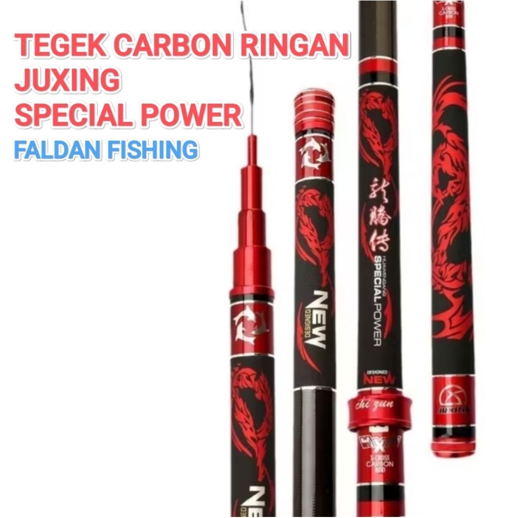 Joran Tegek JUXING Special Power - Tegek Carbon Kaku Super Ringan (Free Ujung Cadangan)