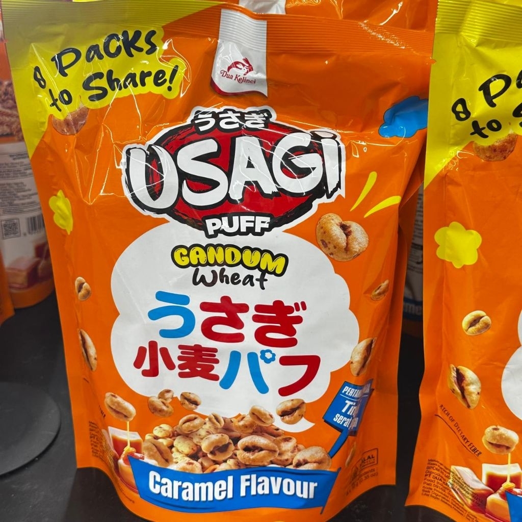 

Dua Kelinci Usagi Puff Gandum Caramel Share Pack 8x10gram
