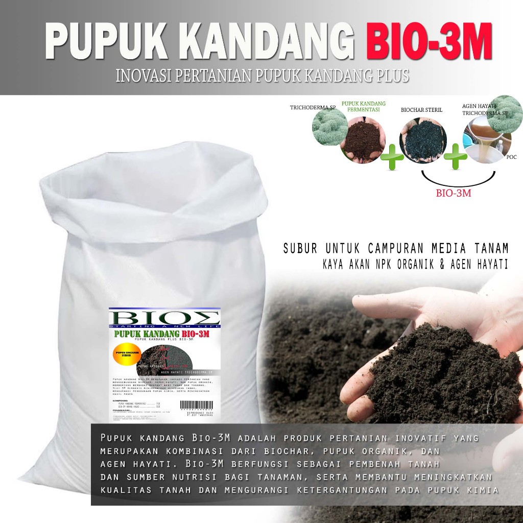 Untuk campuran media tanam Pupuk Kandang Fermentasi plus BIO-3M 1kg sampai 10Kg 20D561