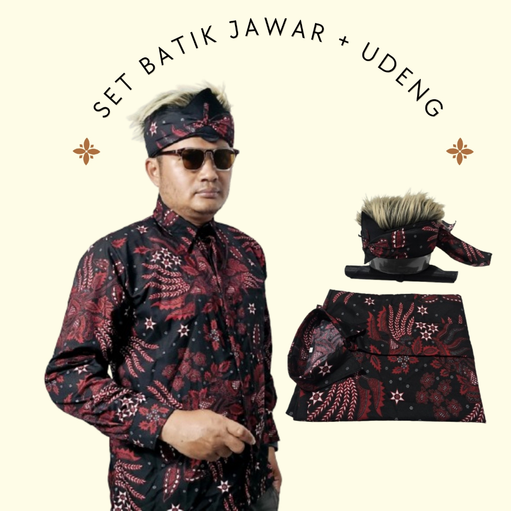 Set Batik Jawara Pria + Udeng Bulu Premium | Baju Adat Sunda Jawa Keren Modern