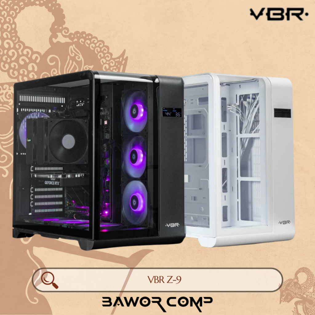 VBR Z-9 / Z9 Modern Aesthetic LCD Display Black / White - Casing PC ATX - Case CPU Gaming | High Per