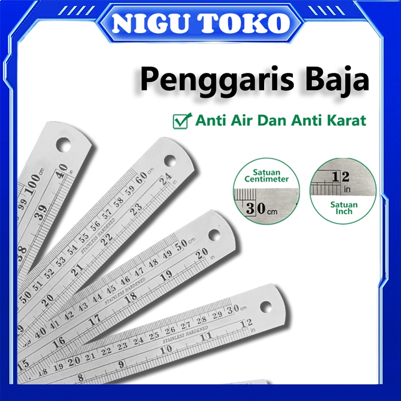 

Penggaris Besi 30/50/100cm Stainless Steel Ruler penggaris multifungsi Mistar / Ruller Stainless 1 Meter