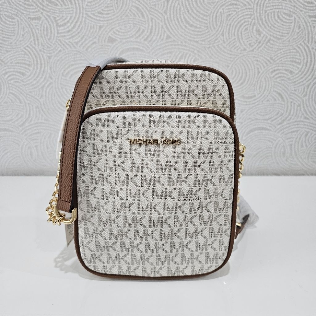 Jual Tas MK Signature Jet Set Travel Medium NS Chain Crossbody Vanila