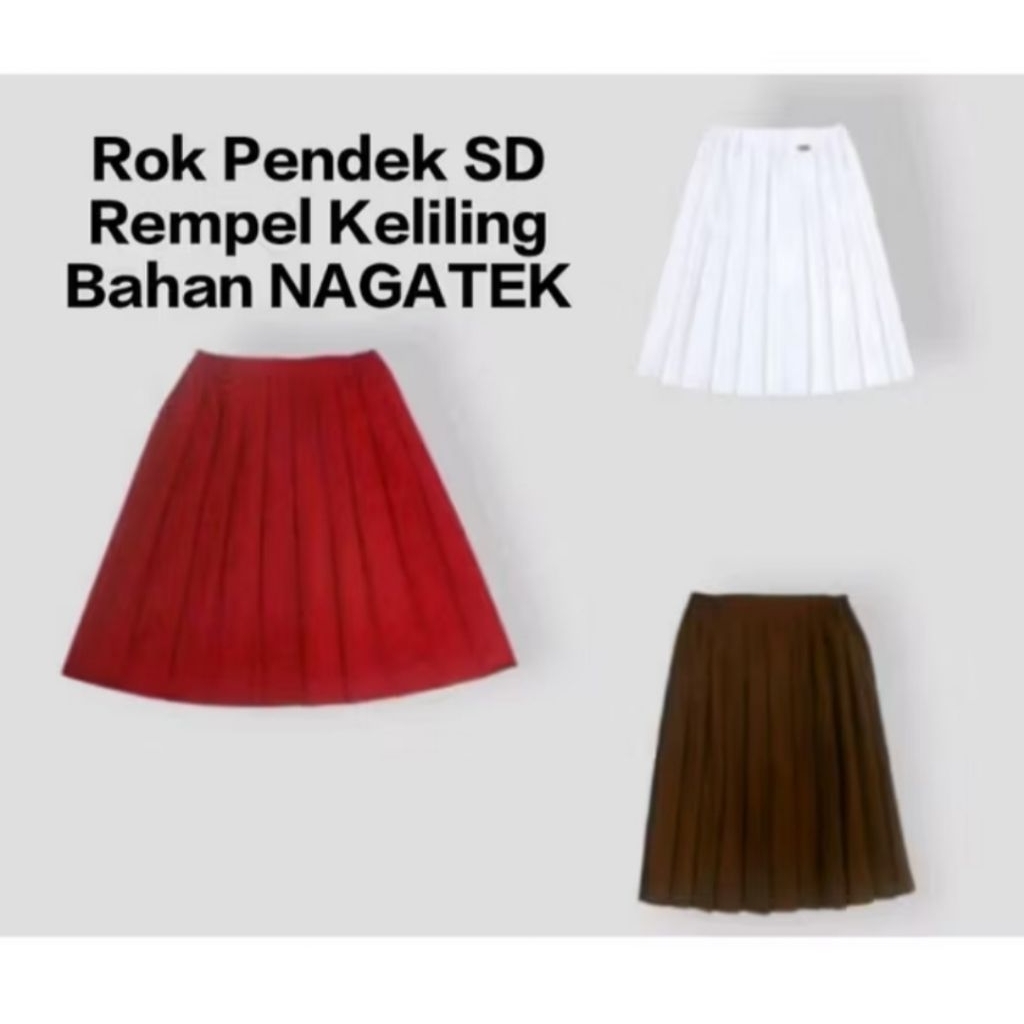 Rok Pendek SD / Rok Pendek SD Merah - Putih - Coklat / Rok SD Pendek Rempel Keliling