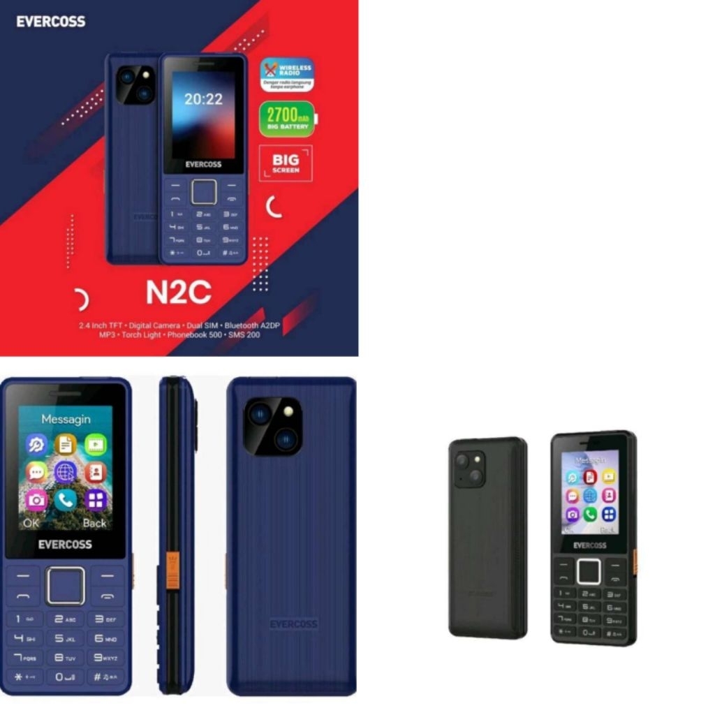 Evercoss N2C Feature Phone Handphone Candybar Murah Garansi Resmi 1 Tahun