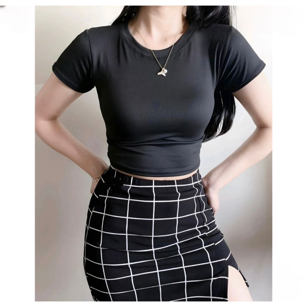 ORIGINAL BEST SELLER CROP TOP Baju Wanita Crop Top Korea Crop Tee Crop top polos wanita - basic crop