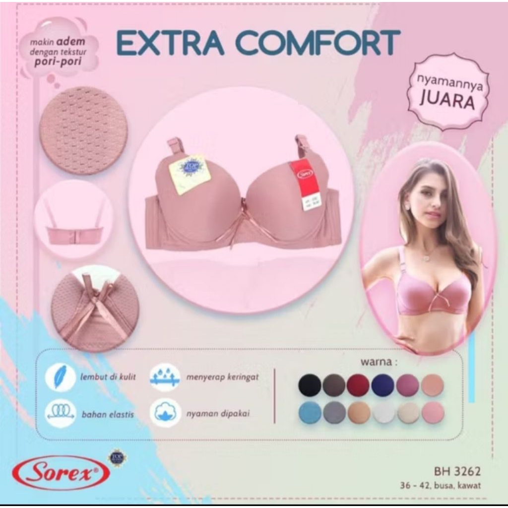 Sorex Bra bh sorex soft 3262 ukuran 36 kawat busa sedang cup c