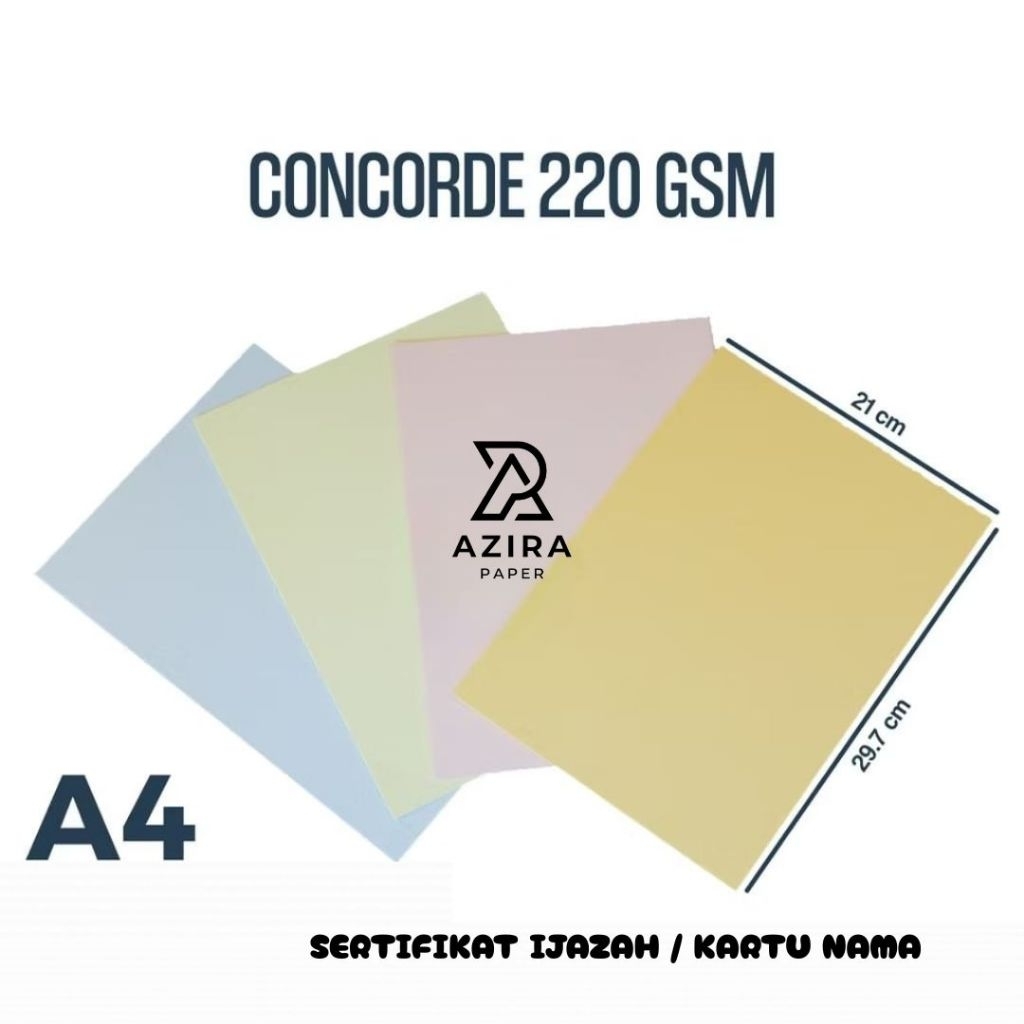 

Kertas Concorde A4 220 gr isi 30 lembar / Concorde A4 220 gram / Kertas Sertifikat Piagam