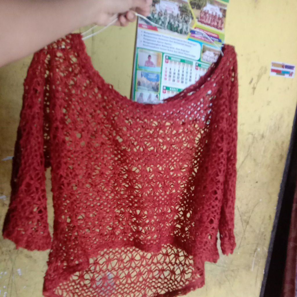 preloved outer,kaos crop oversize, sweater rajut,atasan rajut lengan pendek