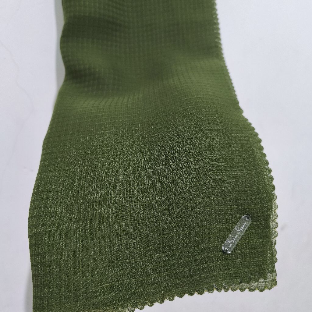 preloved hijab segi empat warna hijau botol dan dark grey