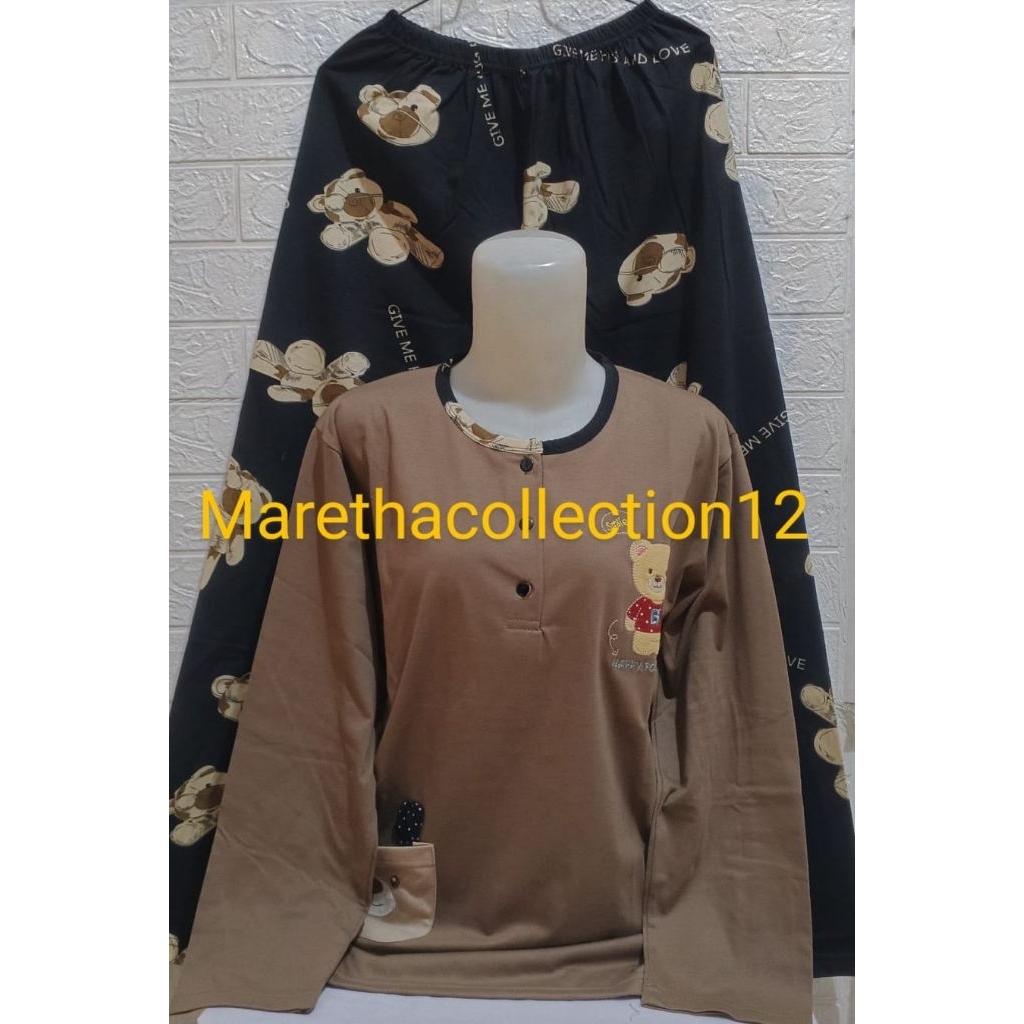 Babydoll anne claire PP standart / setelan piyama baju tidur wanita dewasa lengan panjang celana pan