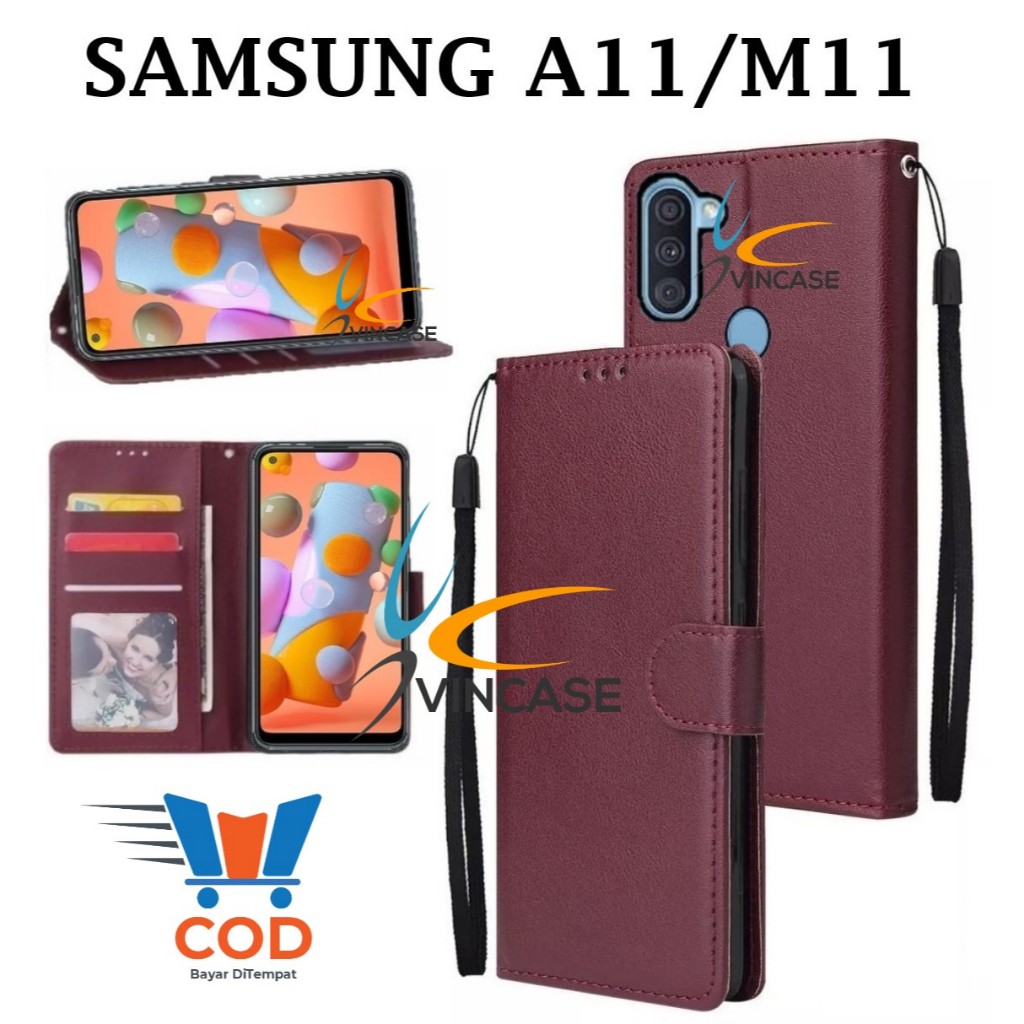 SAMSUNG A11/M11 FLIP LEATHER CASE PREMIUM - FLIP WALLET CASE KULIT UNTUK SAMSUNG A11/M11 - CASING DO