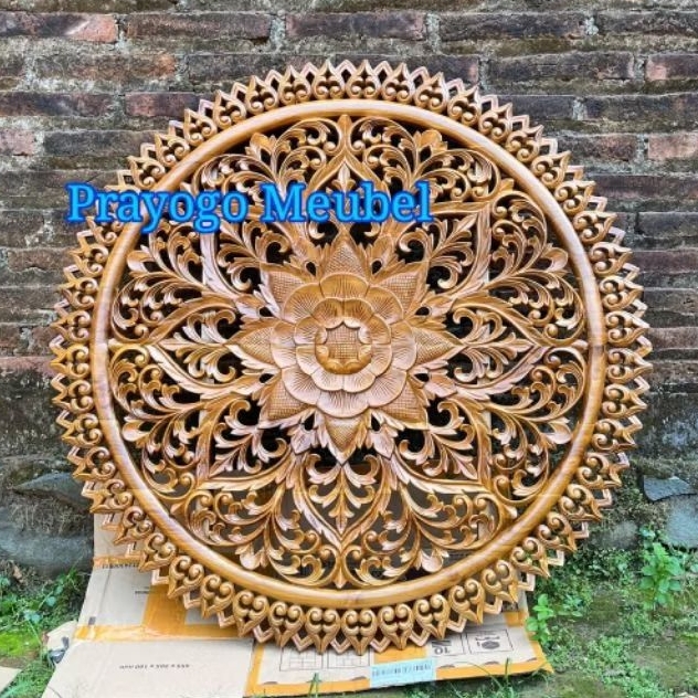 panel hiasan dinding ukir kayu jati solid khas Bali dekorasi rumah villa