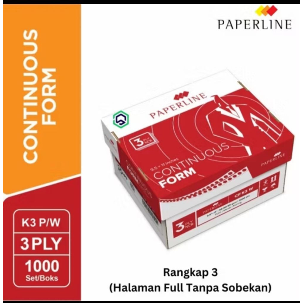 

Continuous Form Kertas Komputer Paperline 9,5 x 11 3ply CK K3 W FULL