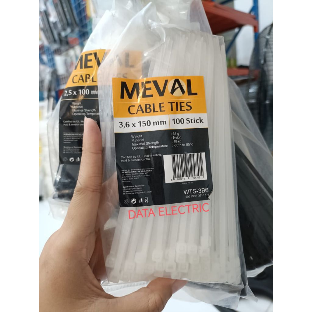 

Meval Kabel Ties 3,6mm x 15cm - Isi 100pcs - Putih