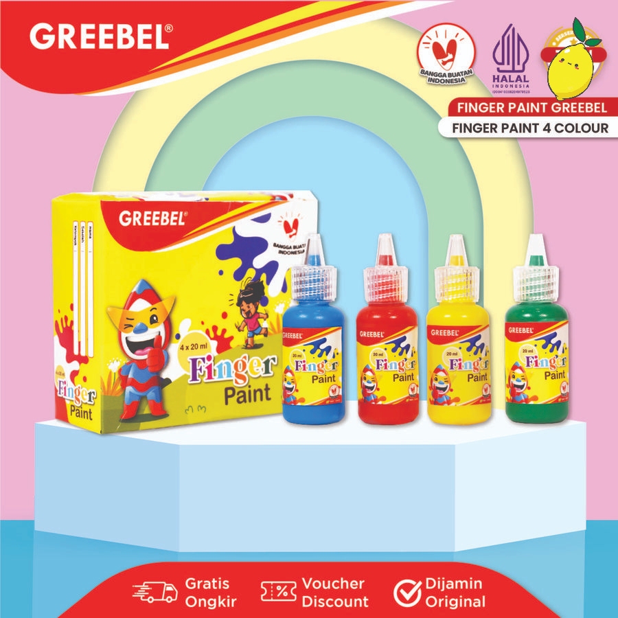 

Greebel Finger Paint 4 Warna Washable / Cat Air / Finger Painting Anak