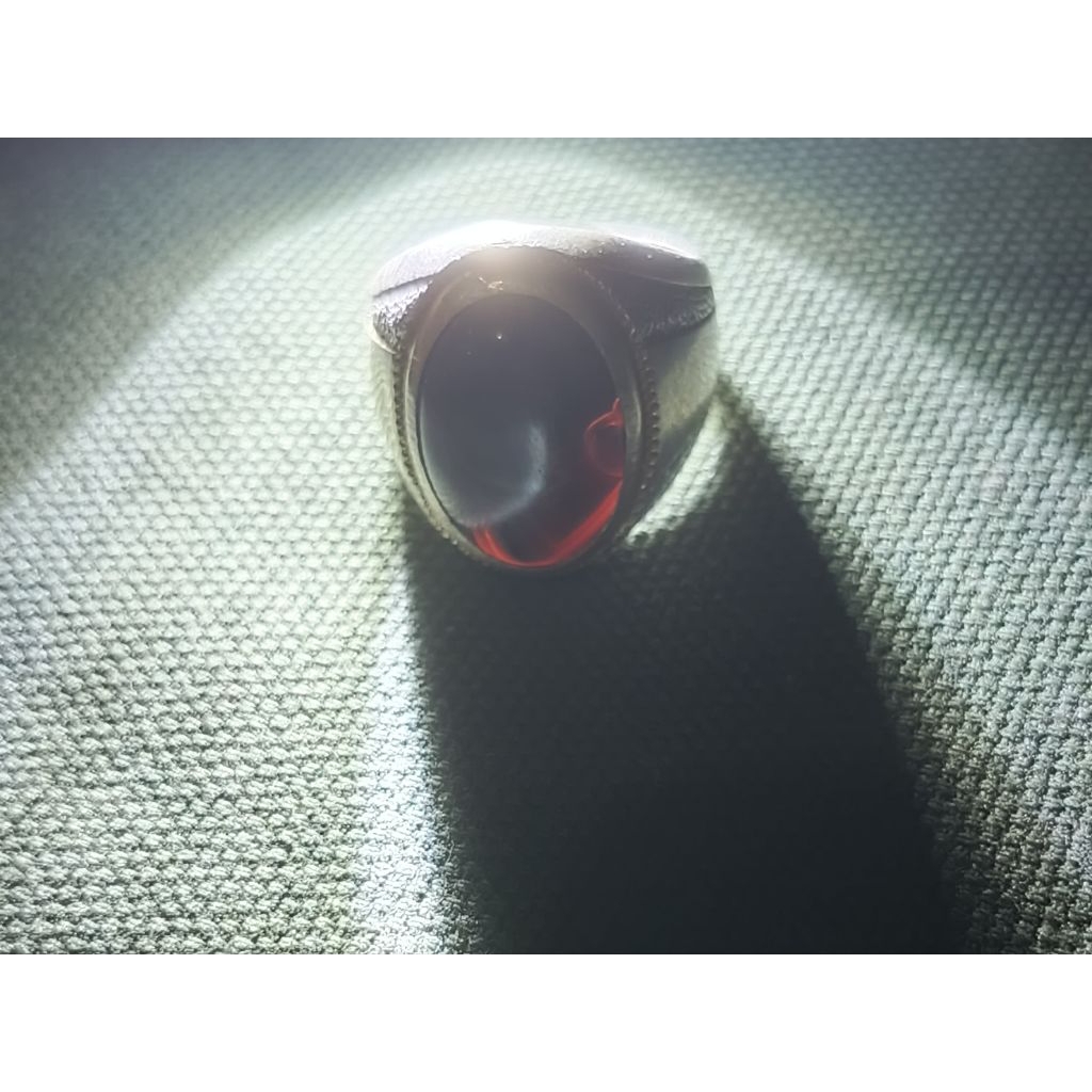 akik natural Yaman Sulaiman Wulung motif Mega mendung pamor udan mas ring perak