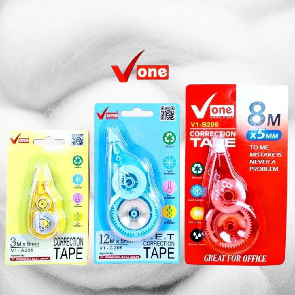 

Corection Tape V one tip ex ukuran 8M dan 3M