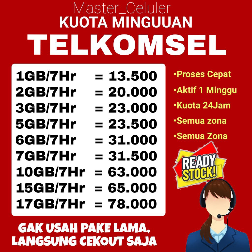 KUOTA/PAKET DATA TELKOMSEL MURAH (MINGGUAN)