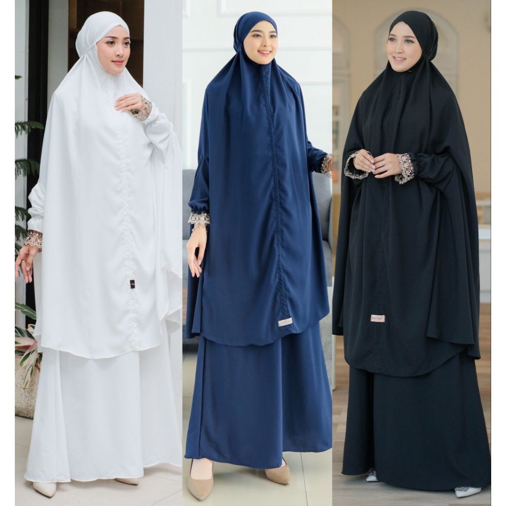 Set Baju Ihram Wanita Gamis Putih Umroh