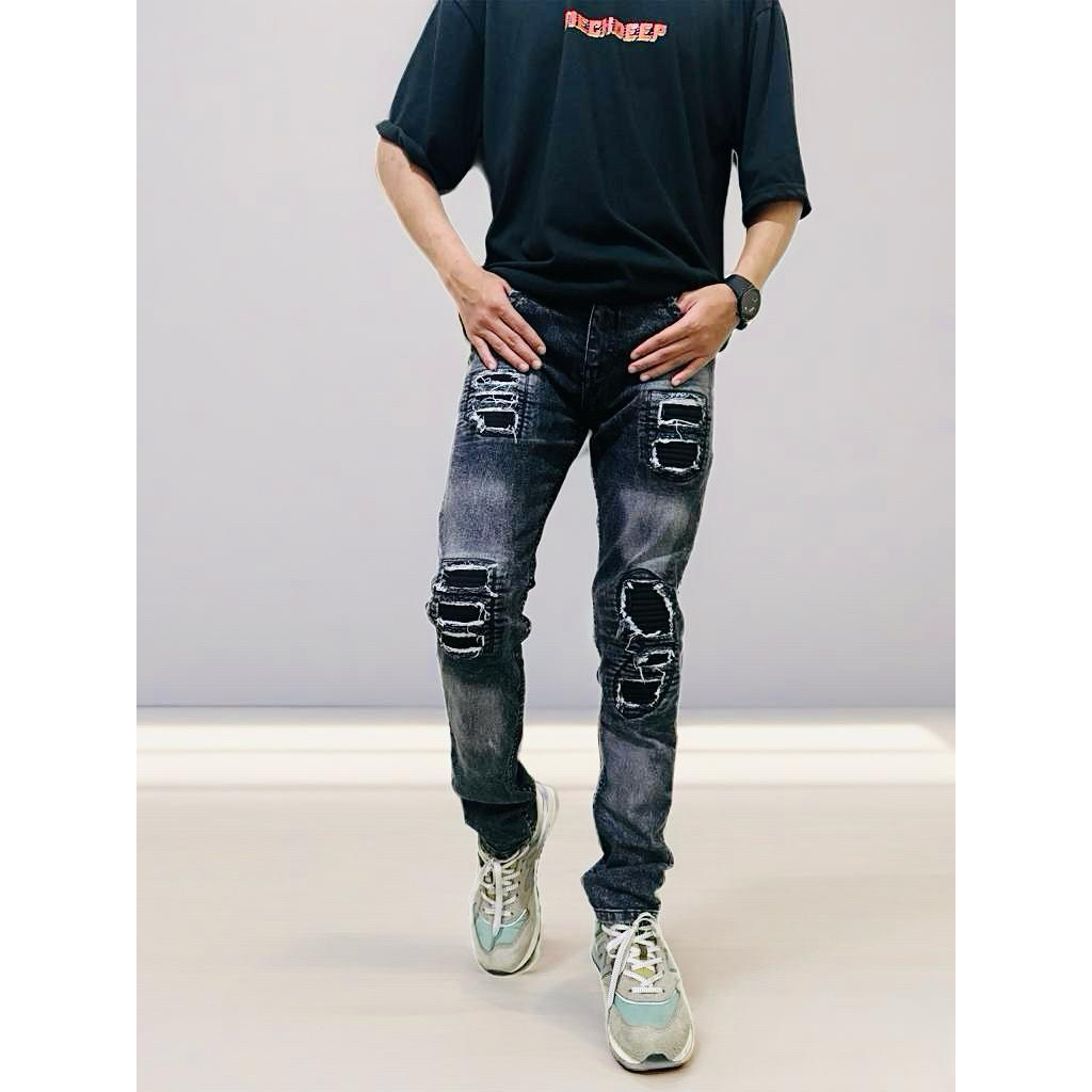 Celana Jeans Pria Slimfit Black Hold | Celana Jeans Pria Black Sandwash Rucas indoor/ outdoor