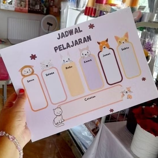 

Jadwal pelajaran bahan glossy tebal uk a4|desain lucu