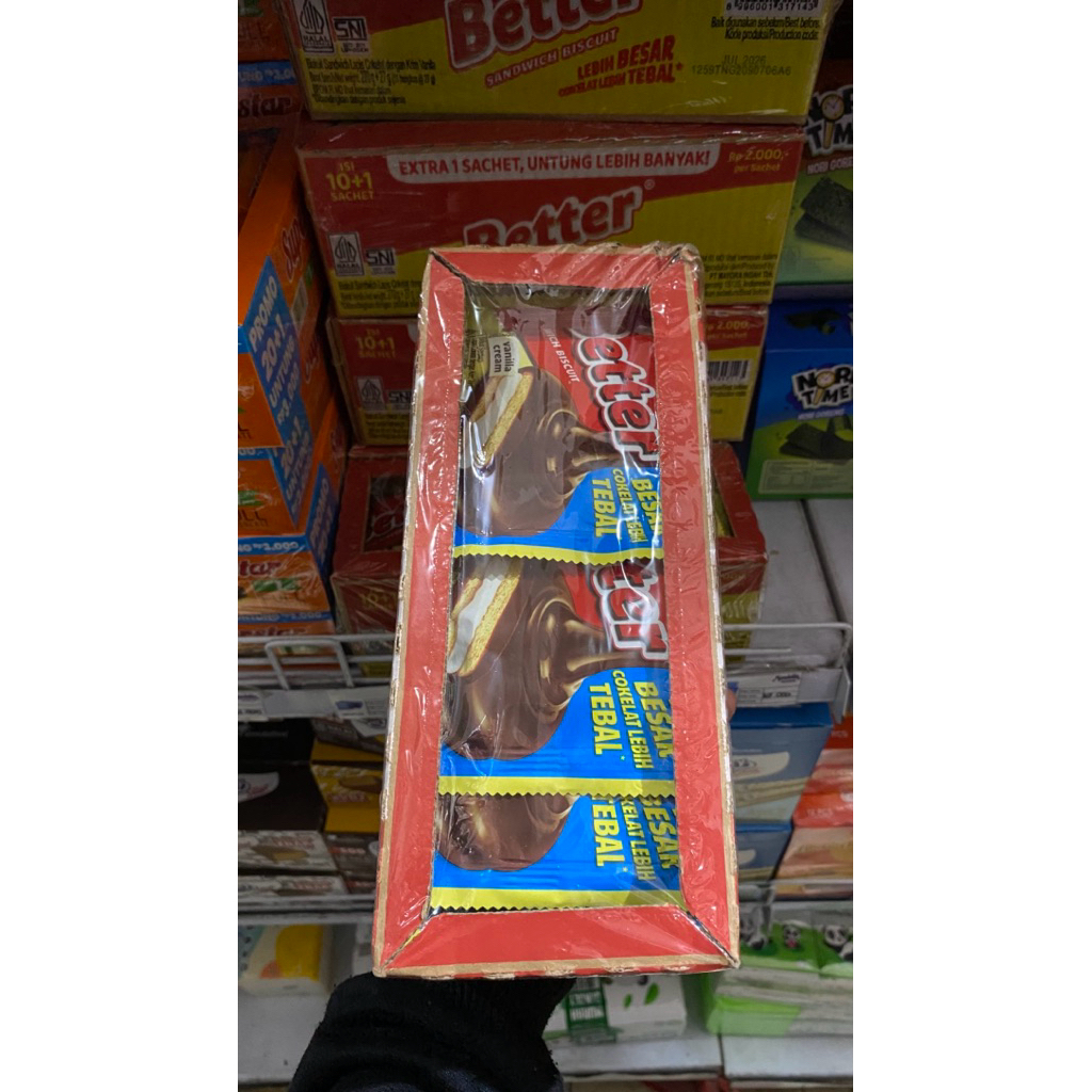 

BETTER coklat 1 pak isi 10+1-sandwich biscuit-biskuit coklat-Better renceng