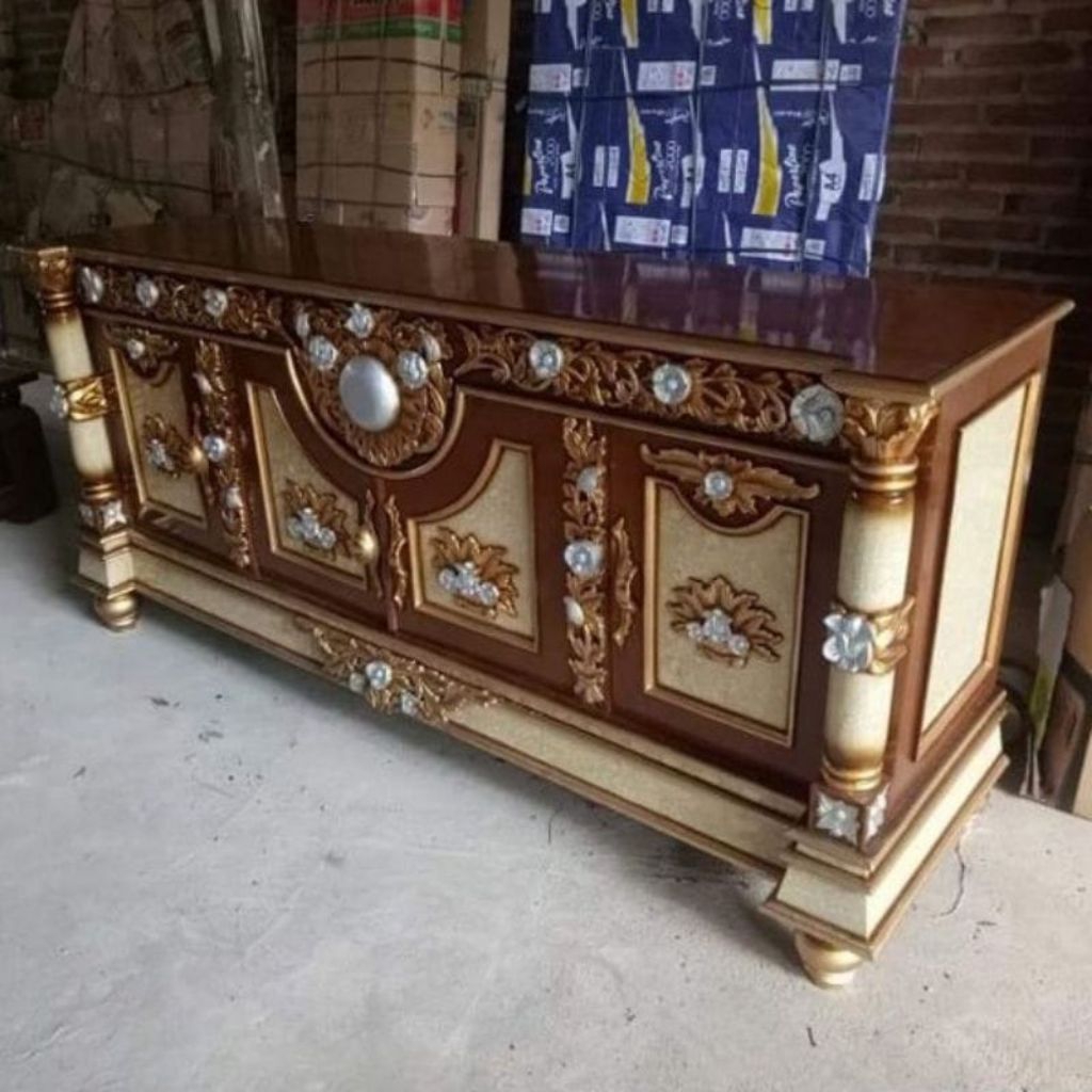 BUFET TV KAYU JATI / BUFET TV BULAN KAYU JATI JEPARA