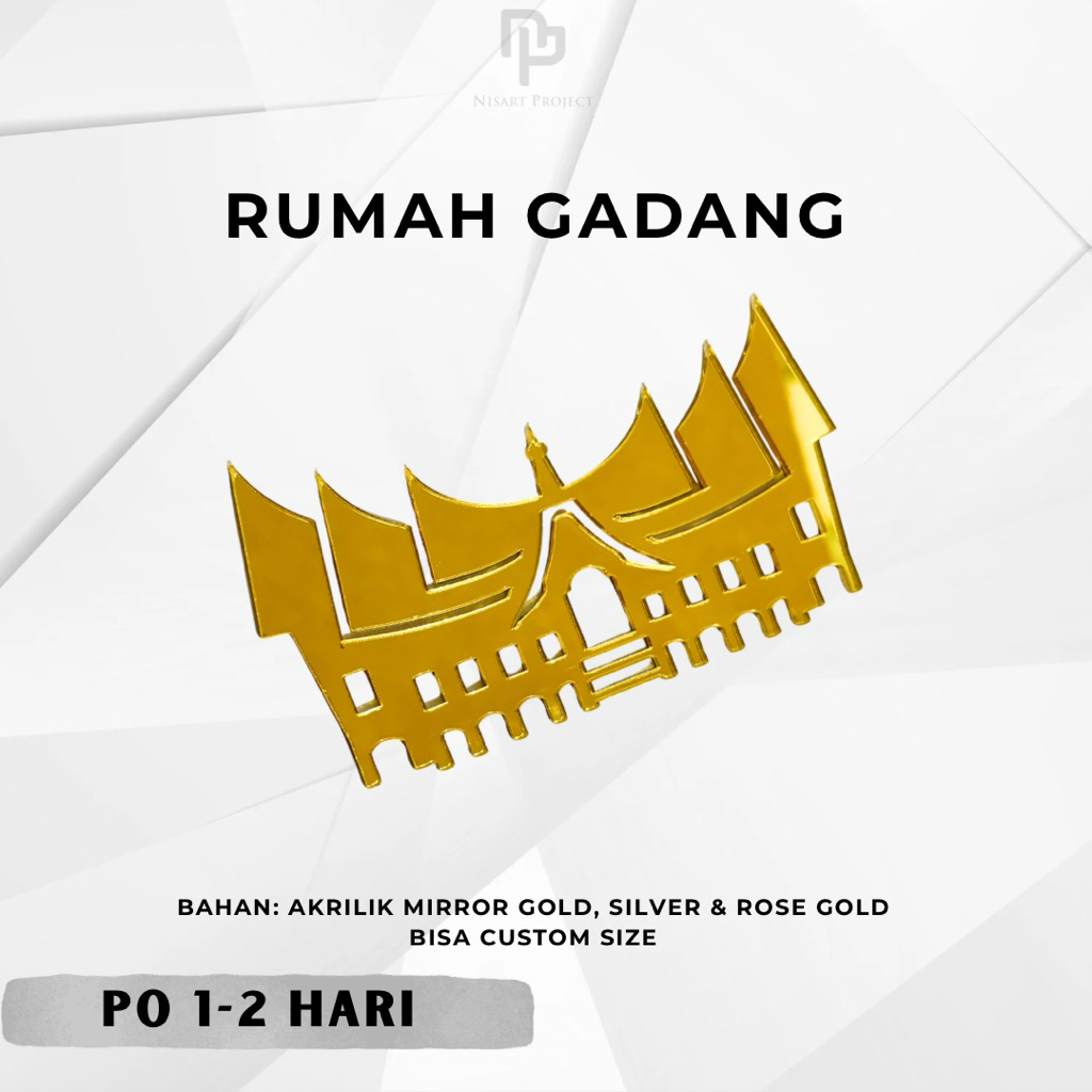 Replika RUMAH GADANG Akrilik Mirror Gold Dekorasi Mahar