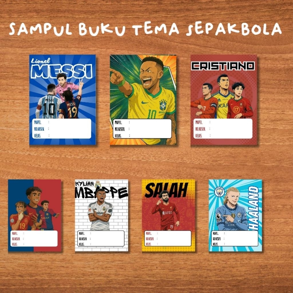 

Sampul Buku Sepakbola Custom Pemain Favorit | Lionel Messi, Cristiano Ronaldo, Haaland, Mbappe, Salah, Neymar, Lamine Yamal | A5 Artpaper Premium