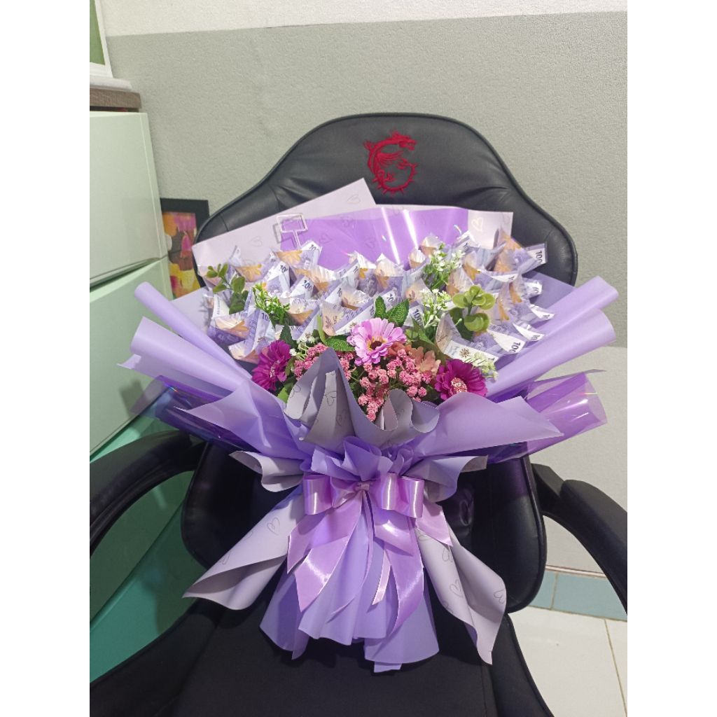 buket uang bentuk bunga 30lembar